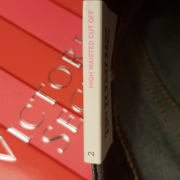 PINK Victoria's Secret Distressed Denim Shorts Size 2 Dark Wash High Waisted NWT - Picture 9 of 15